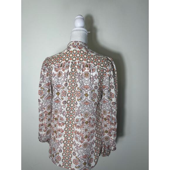 Tory Burch Pink and Cream Floral Print Blouse Sz 2 - Picture 3 of 4